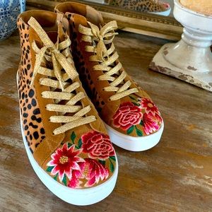 Johnny Was leopard print high top sneakers